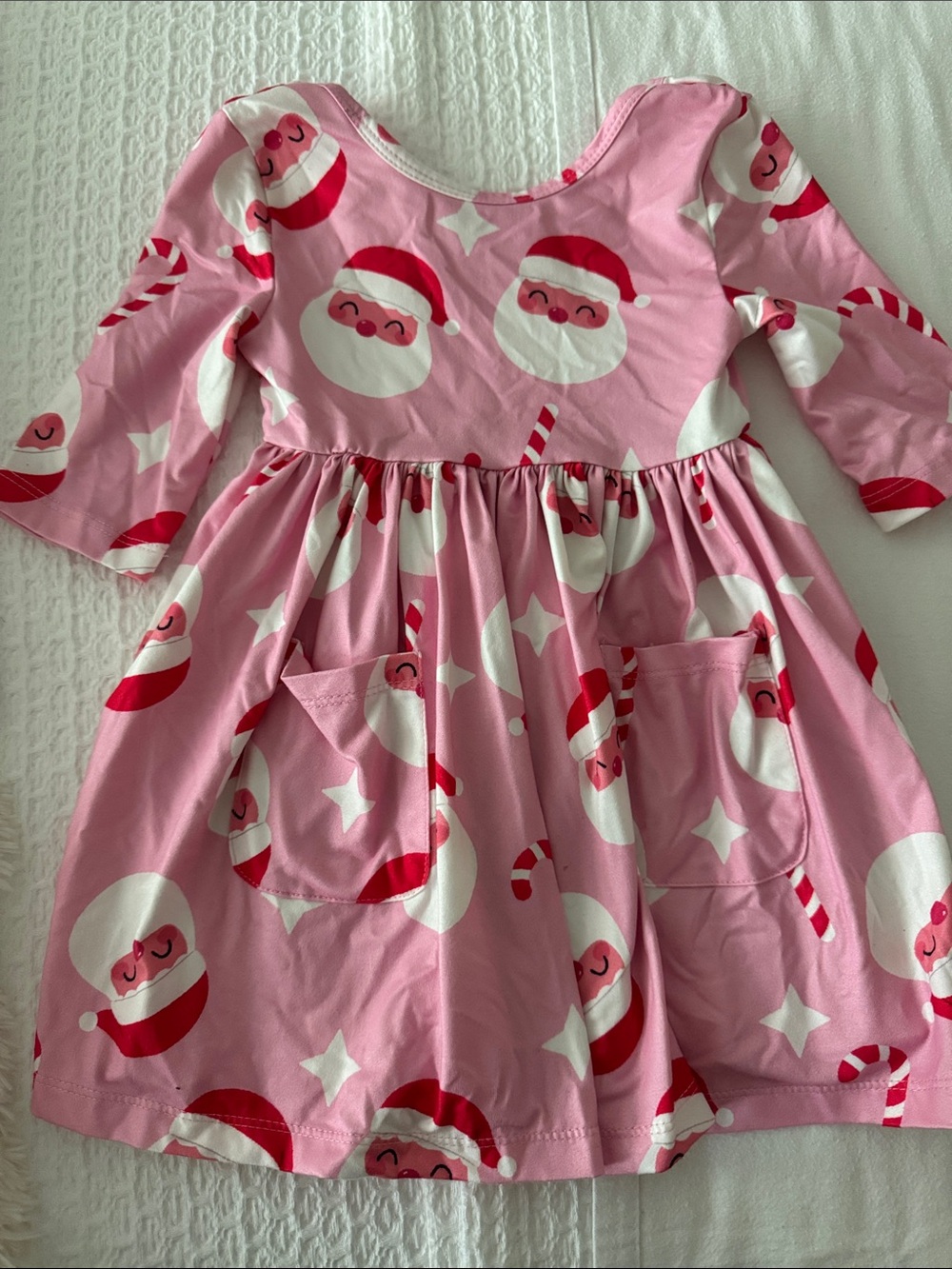 Mila & Rose Pink Santa Print Holiday Dress